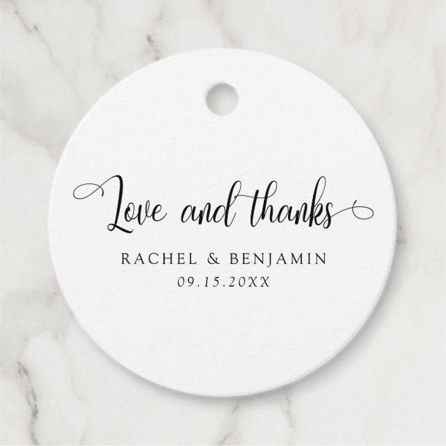 Liebe und Dank Minimalistischer Hochzeit Elegant E Geschenkanhänger (Vorderseite)