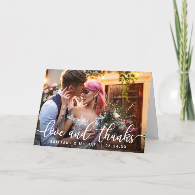 Liebe und Dank | Moderne Hochzeit Danke Foto F (Vorderseite)