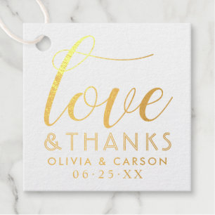 Liebe und Dank Modernes Gold-Monogramm-Hochzeit Geschenkanhänger