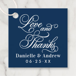 Liebe und dank Navy Calligraphy Wedgram Geschenkanhänger