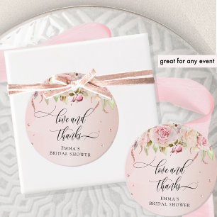 Liebe und Dank, Rosa und Rose Gold und Blumen Geschenkanhänger