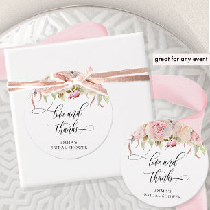 Liebe und Dank, Rosa und Roségold Blumen Geschenkanhänger