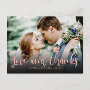 Liebe und Dank Rosen Gold Foto Hochzeit Danke Postkarte