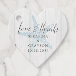 Liebe und Dank rustikalen Strandherz Form Geschenkanhänger