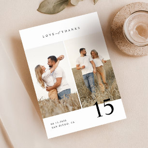 Liebe und Dank   Rustikales Script-Wedding-Foto Dankeskarte