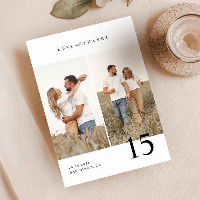 Liebe und Dank | Rustikales Script-Wedding-Foto Dankeskarte (Von Creator hochgeladen)