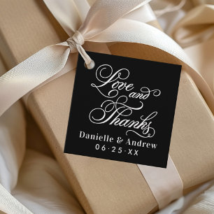 Liebe und Dank Schwarz Schrift Monogramm Hochzeit Geschenkanhänger