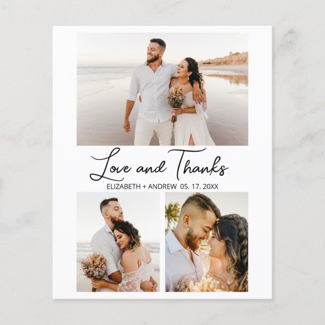 Liebe und dank Script Foto Collage Budget Card (Vorderseite)