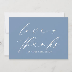 Liebe und dank Script Foto Hochzeit   Dusty Blue Dankeskarte