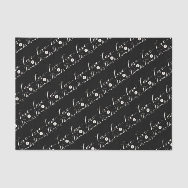 Liebe und dank Script Kalligraphie Chic Tissue Seidenpapier (Vorderseite)