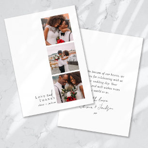 Liebe und Dank Script Triptych Foto Wedding Dankeskarte