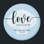 Liebe und Dank Seashell Wedding Danke Magnet<br><div class="desc">Finden Sie koordinierende Produkte in unserer Kollektion "Seaside Beach Blue"!</div>
