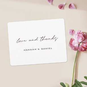 Liebe und Dank Simple Modern Black Script Hochzeit Dankeskarte