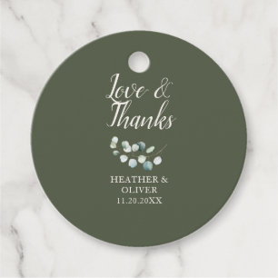 Liebe und Dank Skript Eukalyptus Hochzeit Geschenkanhänger