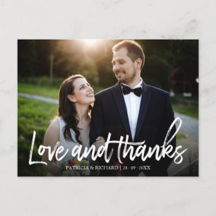 Liebe und Dank stylish Wedding Danke Foto Postkarte