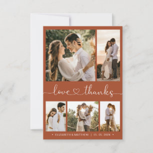 Liebe und Dank Terracotta Script Foto Wedding Dankeskarte