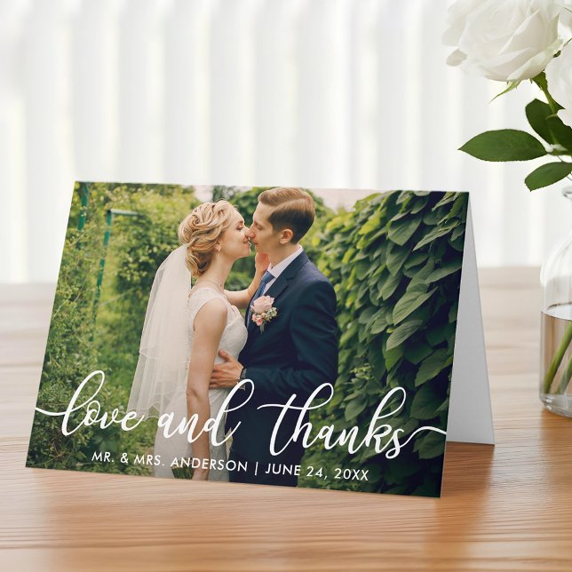 Liebe und Dank | Wedding Foto Vielen Dank Fold Dankeskarte (Customize to add text to inside of card.)