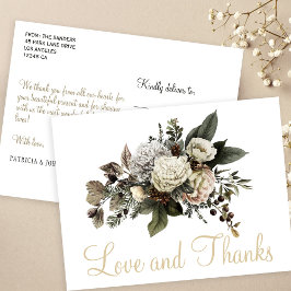 Liebe und Dank Winter Blumenhochzeit danke Postkarte