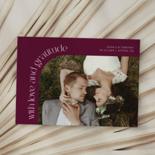 Liebe und Dankbarkeit Cranberry-Hochzeitsfoto Dankeskarte