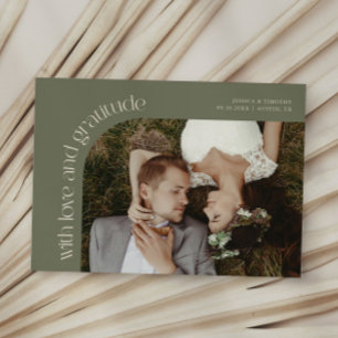 Liebe und Dankbarkeit Sage Green Hochzeitsfoto Dankeskarte