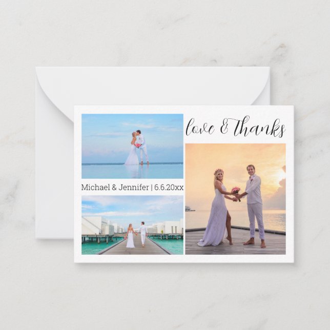 Liebe und danke 3 Fotos Haushalt danke Mitteilungskarte (Vorderseite)