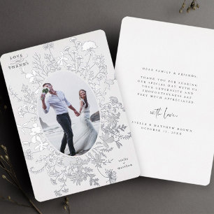 Liebe und danke Floralsilber Foil Danke Karte