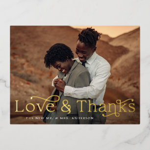 Liebe und danke Foil Wedding Vielen Dank Postcard Folie Einladungspostkarte