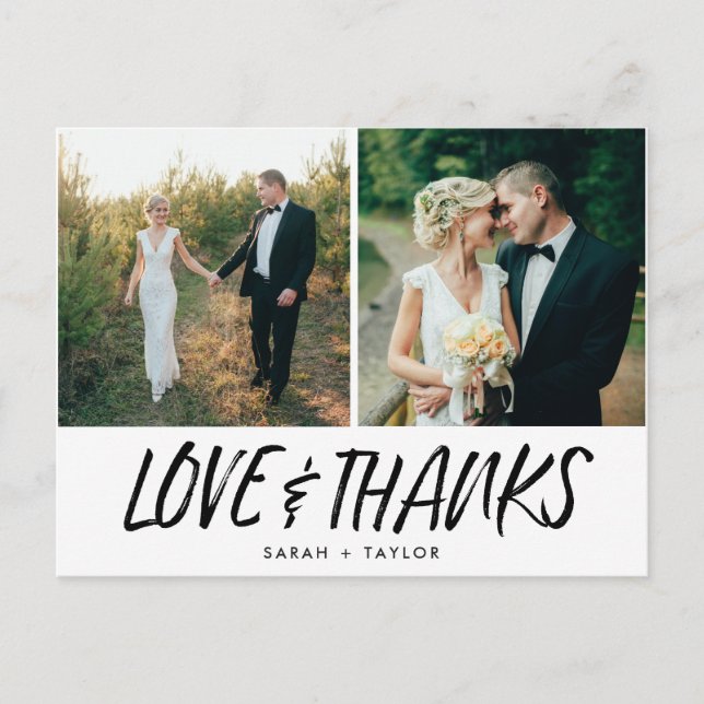 Liebe und Danke Foto Hochzeit Vielen Dank Postkart Postkarte (Vorderseite)