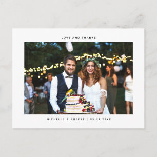 Liebe und danke Minimalistisch Wedding Foto Vielen Postkarte