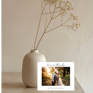 Liebe und Dankeschön Herzschrift Hochzeitsfotokart Einladung