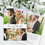 Liebe und Dankeschön Script 3 Foto Collage Wedding Dankeskarte<br><div class="desc">Moderne Minimalistische Elegant "Liebe und danke" Script 3 Foto Collage Wedding Dankeschön Karte. Stilvolle Hochzeit danke Ihnen Karte Vorlage mit 3 (drei) Foto auf der Vorderseite und ein (1) Foto auf der Rückseite. Mit dem Text "Liebe und Dank" in einem Wirblen Hand Schrift-Schrift-Schriftart mit Swash-Schwanz in schwarz auf weißem Hintergrund....</div>