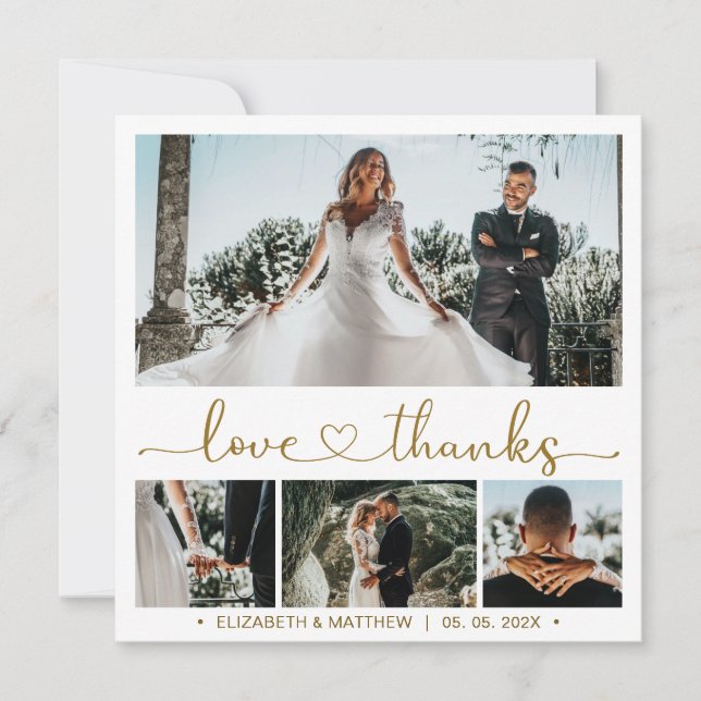 Liebe und Dankeschön Script 4 Foto Collage Wedding (Vorderseite)