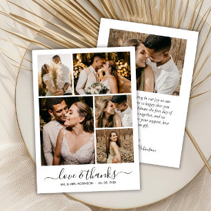 Liebe und Dankeschön Script 6 Foto Collage Wedding Dankeskarte