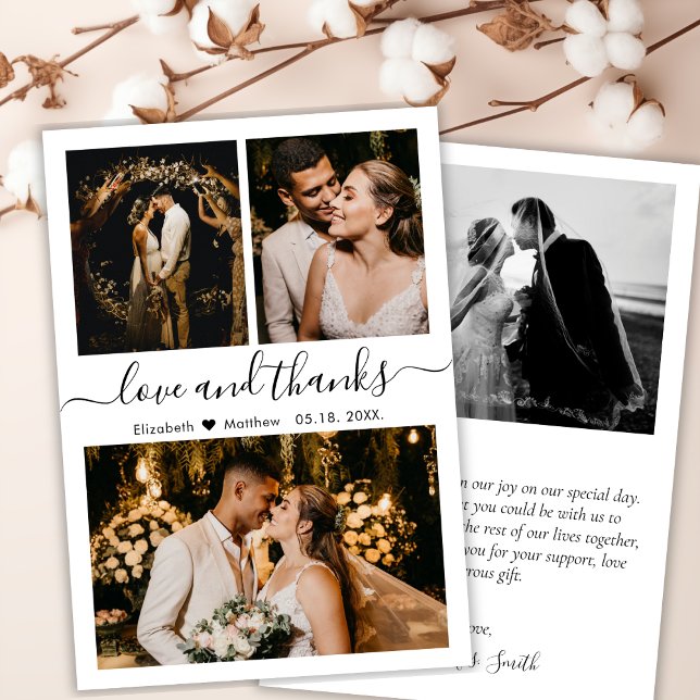 Liebe und Dankeschön-Script-Hochzeit 3 FotoCollage Magnetkarte (Von Creator hochgeladen)