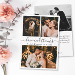 Liebe und Dankeschön-Script-Hochzeitskartett-Foto Dankeskarte<br><div class="desc">Elegantes, Minimalistisches Foto, das auf der Hand geschrieben wird. Stilvolle Hochzeit dank Karte Vorlage mit drei Foto auf der Vorderseite und ein Foto auf der Rückseite. Mit dem Text "Liebe und Dank" in einer Wirblen Hand geschrieben Typografie Skript-Schriftart in schwarz auf weißem Hintergrund. Personalisieren Sie den individuelle Name und danken...</div>
