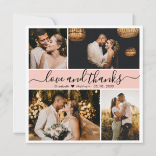 Liebe und Dankeschön-Script-Hochzeitskartett-Foto Dankeskarte