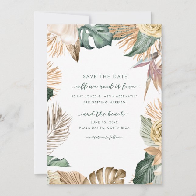 Liebe und das Beach Foto Beach Zielort Save The Date (Vorderseite)