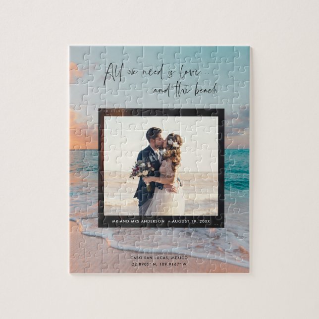 Liebe und das Beach Wedding Foto Puzzle (Vertikal)