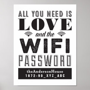 Liebe und das WiFi Password Guest Room Art Poster