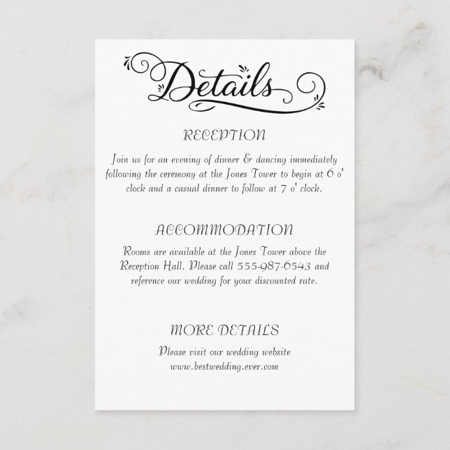 Liebe und Details Begleitkarte (Rückseite)