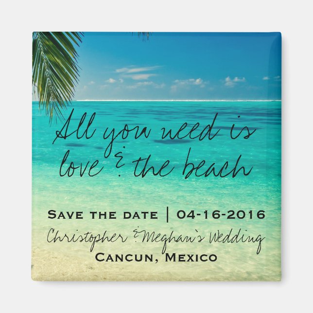 Liebe und die "Beach Wedding"-Datums-Magnete Geret Magnet (Vorne)
