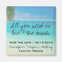Liebe und die "Beach Wedding"-Datums-Magnete Geret