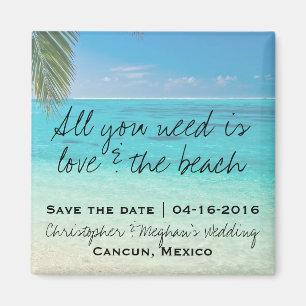 Liebe und die "Beach Wedding"-Datums-Magnete Geret Magnet