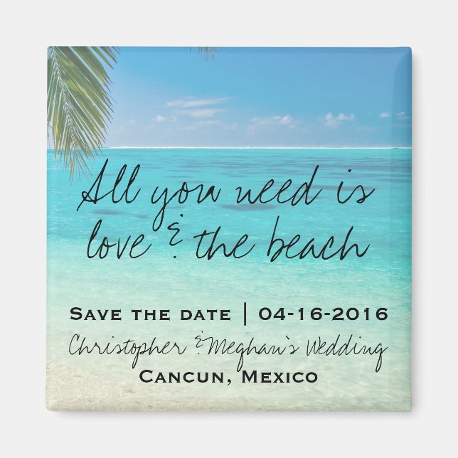 Liebe und die "Beach Wedding"-Datums-Magnete Geret Magnet (Vorne)