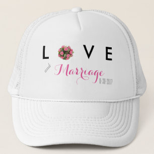 Liebe und Ehe mit Hochzeitshut Truckerkappe