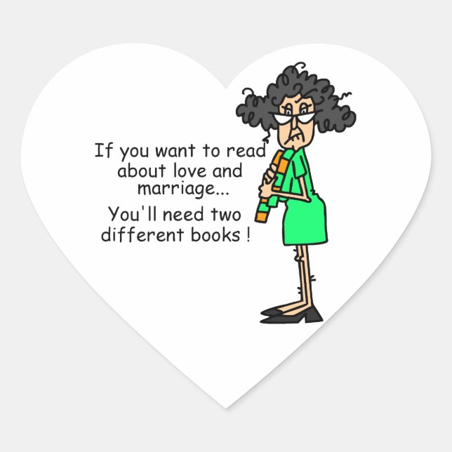 Liebe und Ehe Spaß Herz-Aufkleber (Vorderseite)