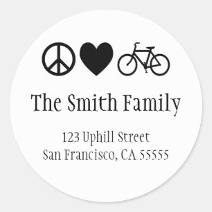 Liebe und Fahrradaufkleber Runder Aufkleber