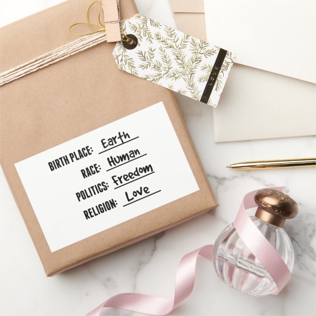 LIEBE UND FREIHEIT RECHTECKIGER AUFKLEBER (Schenken)