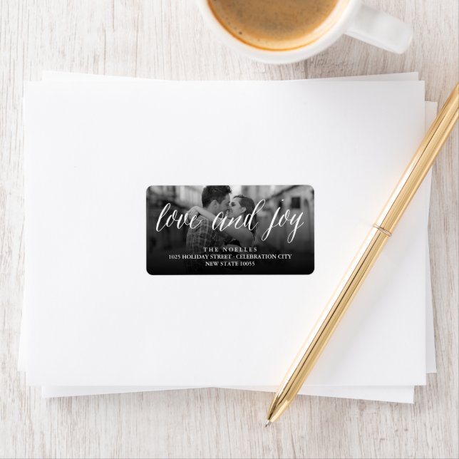 Liebe und Freude Mr. & Mrs. 1. Weihnachtsfeier Fot Adressaufkleber (Insitu)