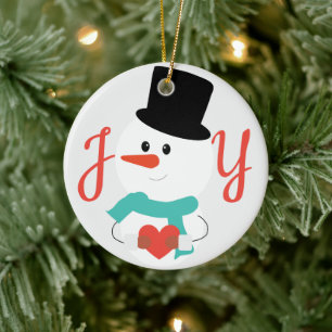 Liebe und Freude   Niedlicher Winterschnee Keramik Ornament